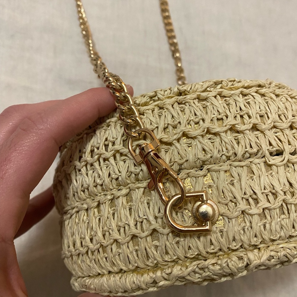 Haute Hippie Round Raffia Gold Chain Crossbody - Picture 5 of 6